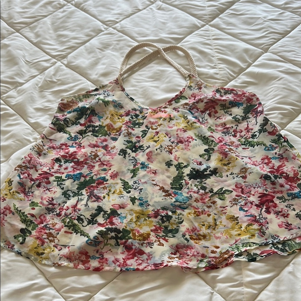 Cream Relaxed Fit Asymmetrical Design Camisole With Floral Mix Of Colors